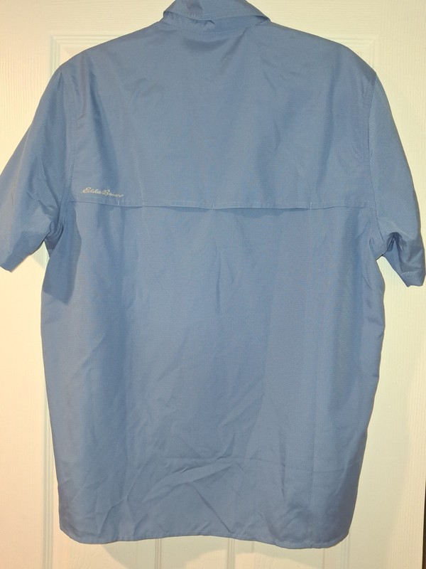 Eddie Bauer Men's Blue Moisture Wicking Woven Tech Short Sleeve Medium Shirt gallery