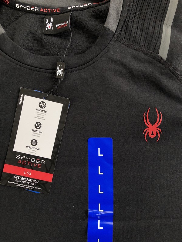 Spyder Men's Active Long Sleeve Tee T-Shirt ProWeb Microfleece Blazing Black L gallery