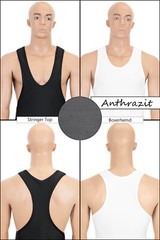 Mens Boxer Shirt or Stringer Top Slim Fit Skin Tight Elastic Stretch Shiny