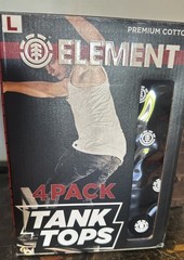 Element Men’s 4 Pack Tank Tops Black Large Cotton (New)