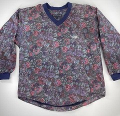 Sun Mountain Sports Mens Large Pullover Wind Shirt Purple Pink Floral Print Golf