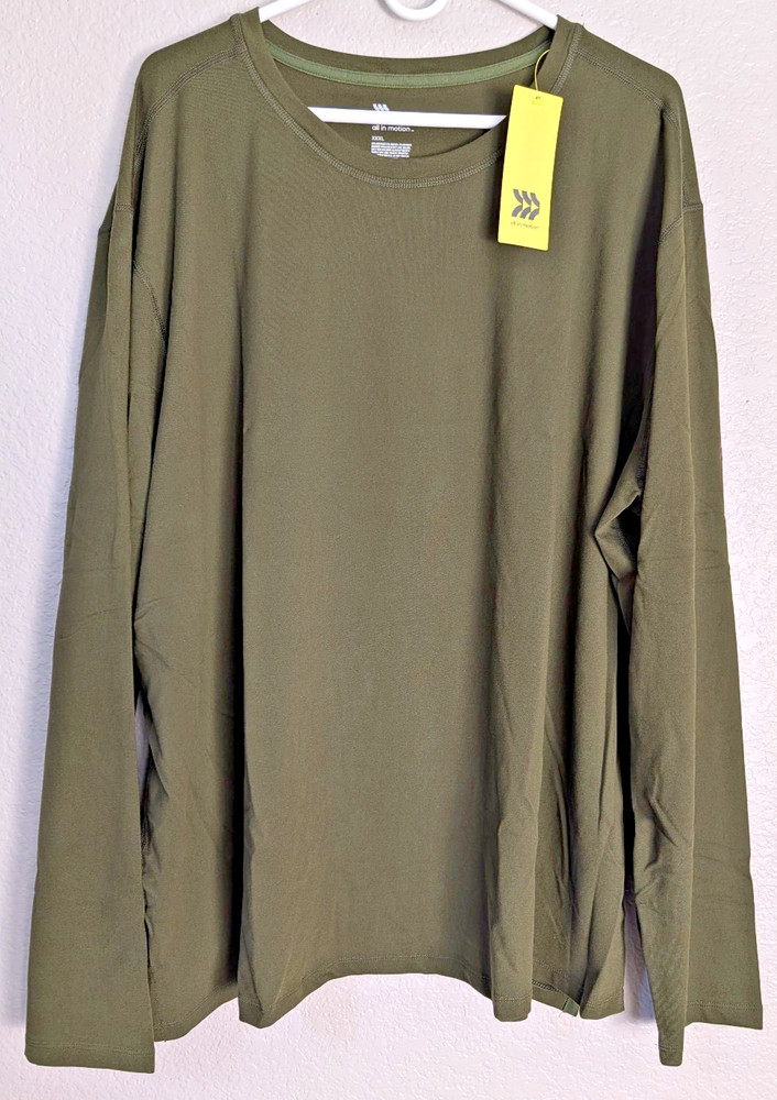 All in Motion Shirt Mens XXXL Extra Large Olive Athletic Gym Long Sleeve New