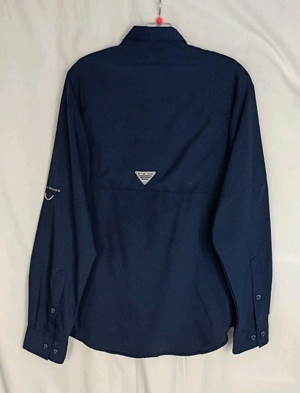 Columbia Tamiami PFG Blue Mens Sz S Omni Shade Outdoors Roll Tap Shirt Vented gallery