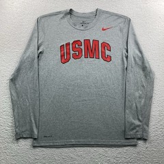 Nike USMC T Shirt Men Medium Grey Athletic Cut United States Marine Corp Dri Fit