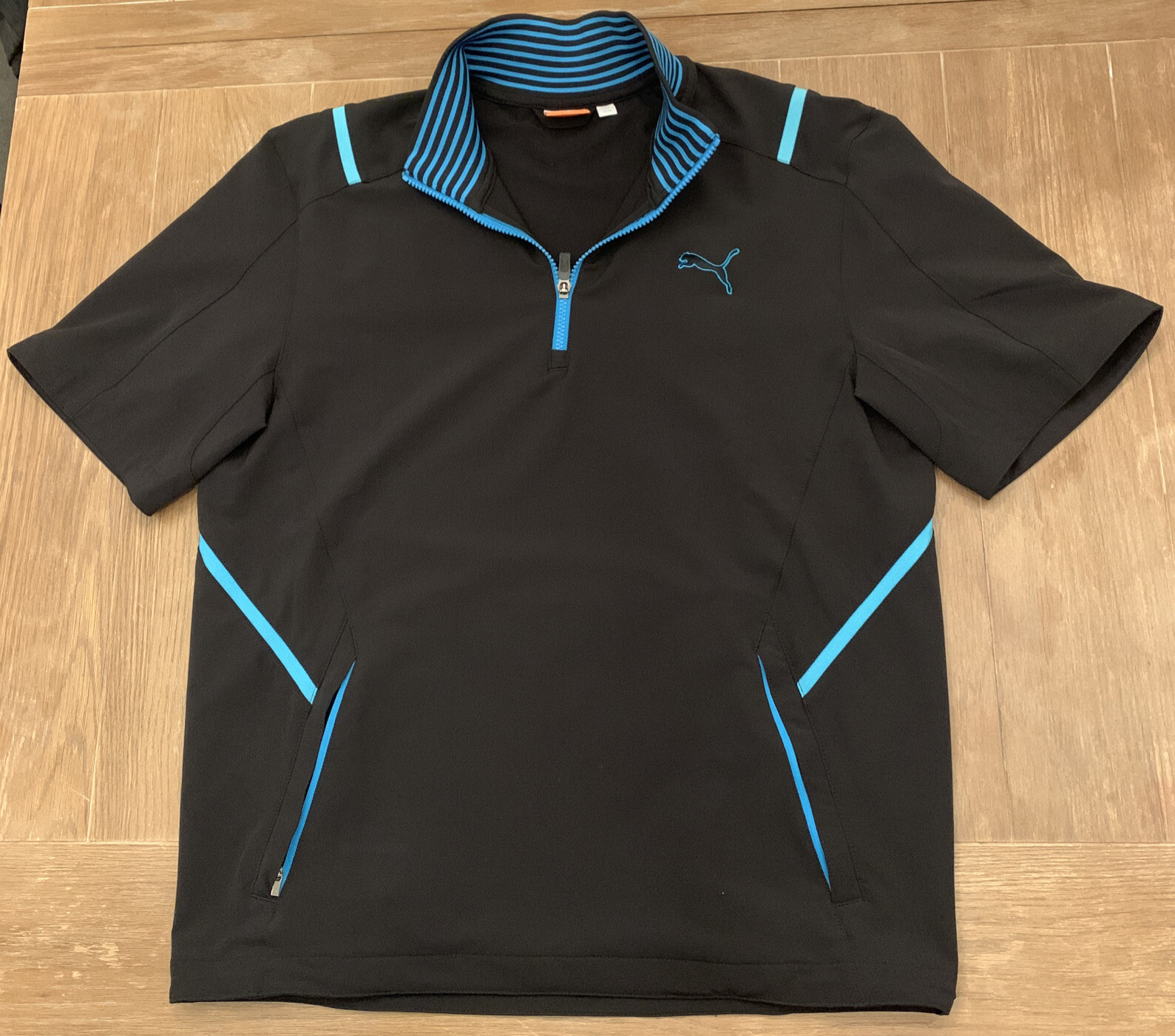 Puma Storm Cell Mens Size Medium 1/4 Zip Soft Shell Shirt Jacket Short Sleeve gallery