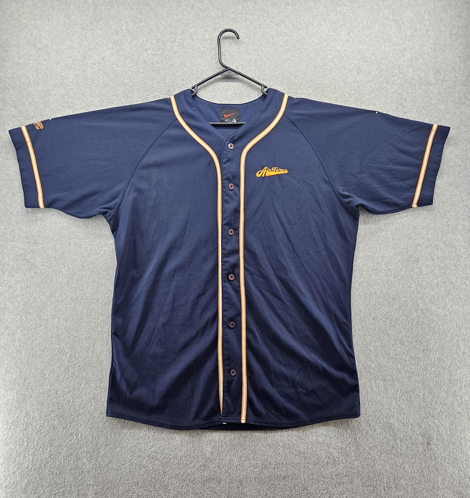 Nike Shirt Mens 3XL Blue Baseball Button Front Jersey AirForce Embroidered gallery