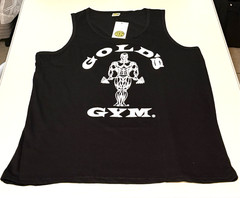 Vintage Gold’s Gym DOUBLE EXTRA LARGE 2XL BLACK & WHITE Muscle Tank Top NEW TAGS