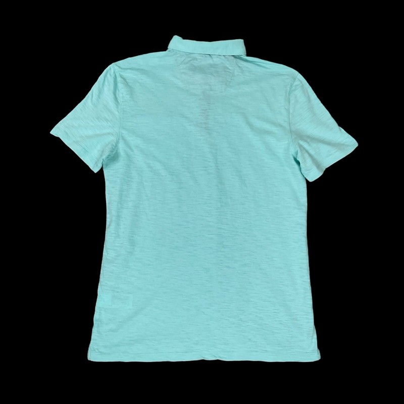 Calvin Klein Polo Shirt Men Medium Aqua Blue Short Sleeve Button EUC gallery