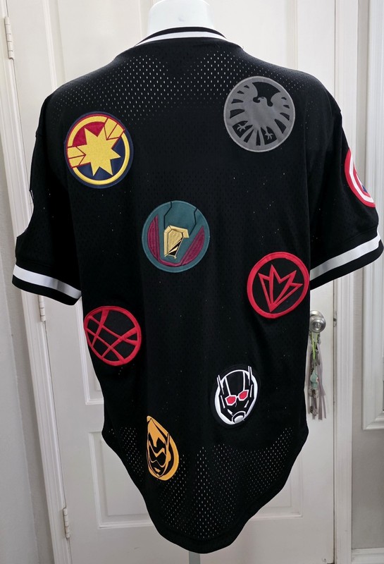 Marvel Avengers Jersey Adult XL Black Mesh V-Neck Lids Exclusive Superheros Rare gallery
