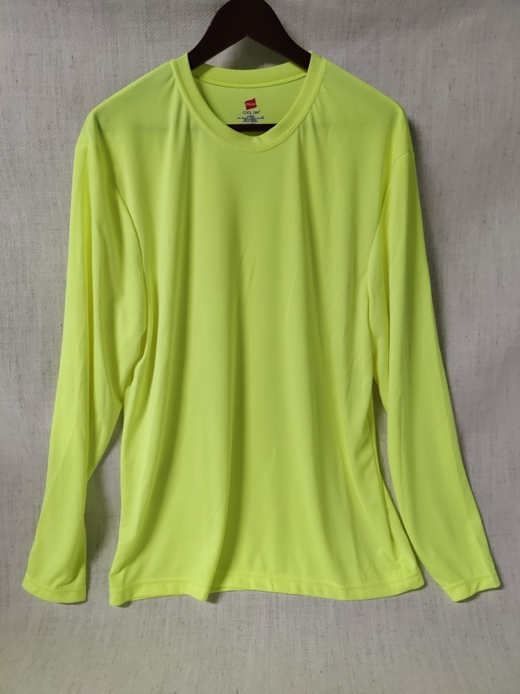 Hanes Cool Dri Size L Hi-Vis Yellow longsleeve