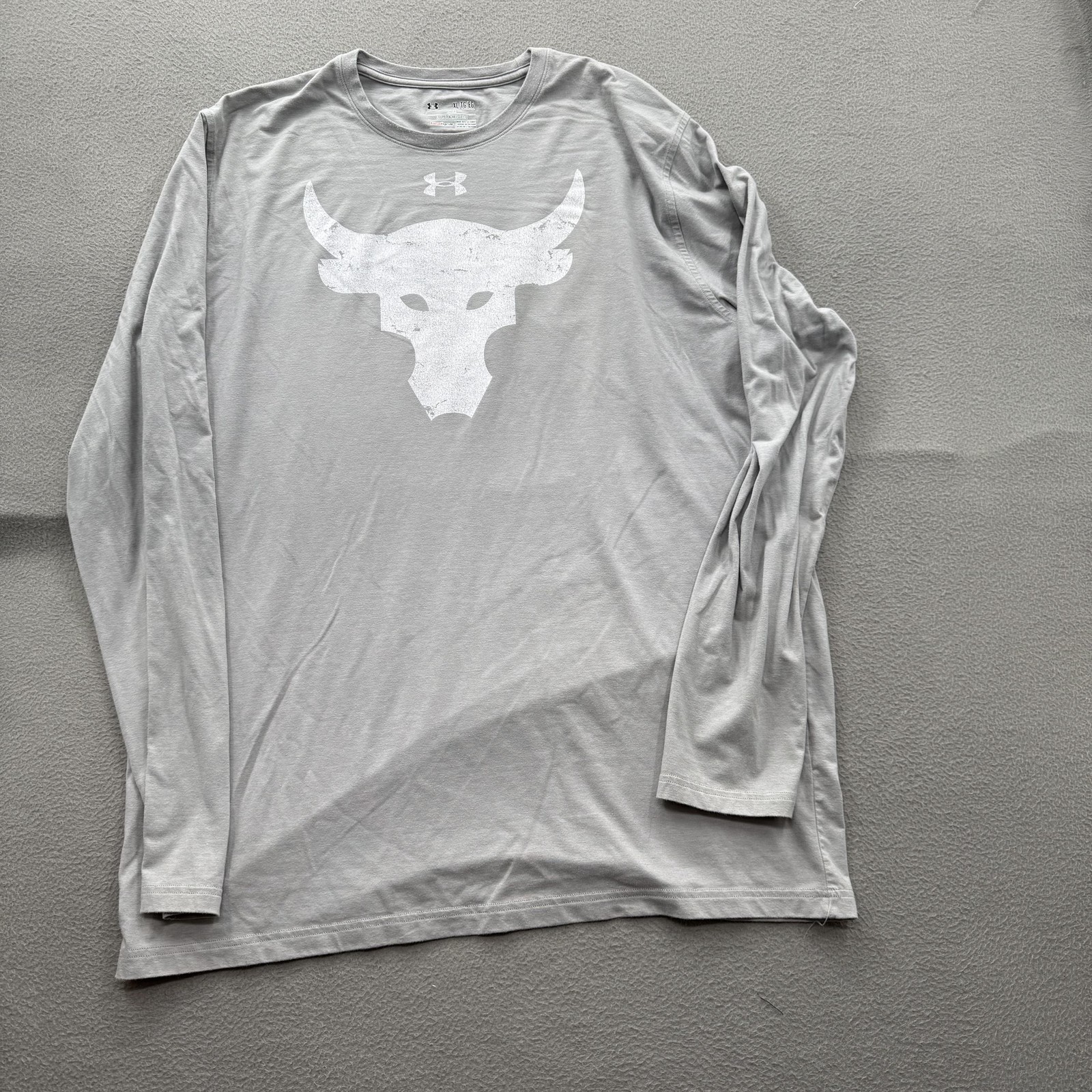 Under Armour Project Rock Shirt Mens XL Gray Long Sleeve Bull HeatGear Tee Gym gallery