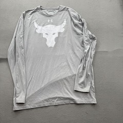 Under Armour Project Rock Shirt Mens XL Gray Long Sleeve Bull HeatGear Tee Gym