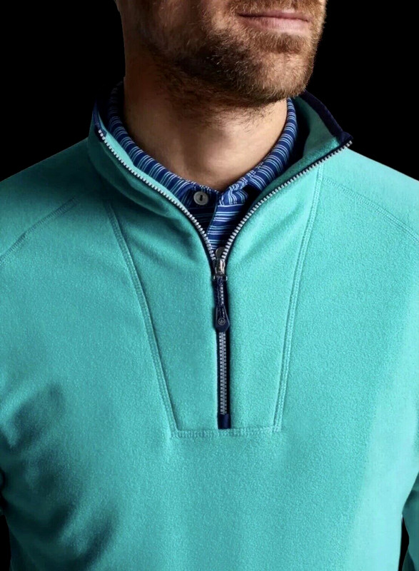 Peter Millar Crown Sport Micro Fleece Half Zip Pullover Sweater Green Large $185 gallery