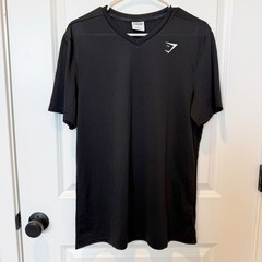 Gymshark Mens Black Performance T- Shirt Large Gym Training Sports Lightweight