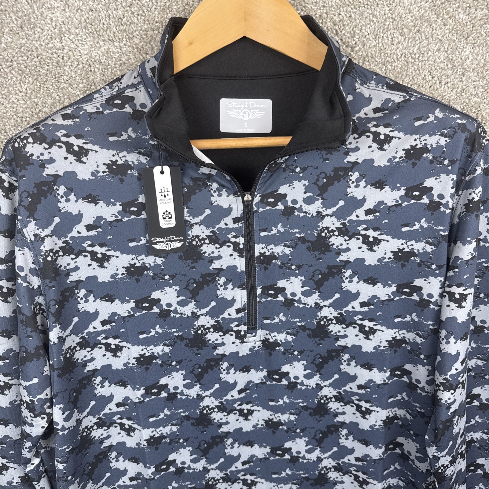 Straight Down Sergeant Pullover Men’s Small Camo 1/4 Zip Golf Athletic NEW gallery