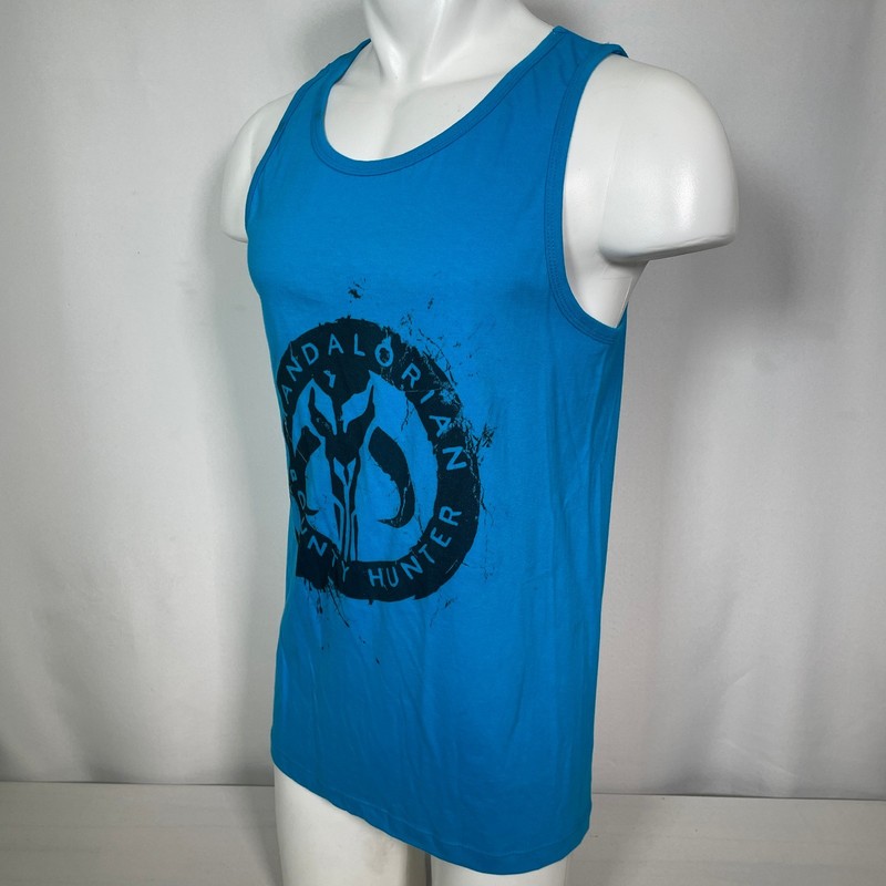 Mandalorian Bounty Hunter Mythosaur Logo Star Wars Blue Tank Top Men's SMALL gallery