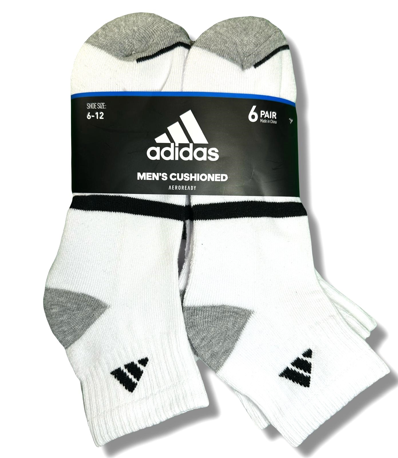 ADIDAS SOCKS MEN'S - QUARTER CUT 253 - WHITE SOLID LOGO 2- LARGE (6-12) - PACK 6 gallery