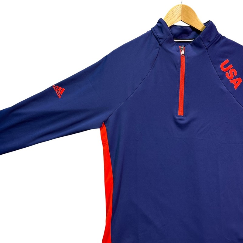 Adidas Team USA Olympic Golf 1/4 Zip Pullover Mens Small Navy Red FR9645 Olympic gallery