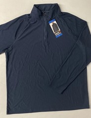 GERRY Men’s Active Quarter Zip Regular 1/4 Pullover Mock Neck LARGE Wicking BLUE
