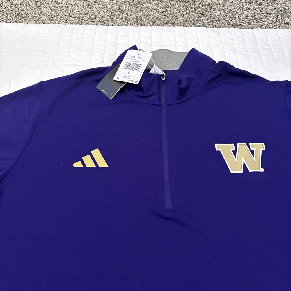 Washington Huskies Large Long Sleeve 1/4 Zip Pullover Purple Gray Mode NWT