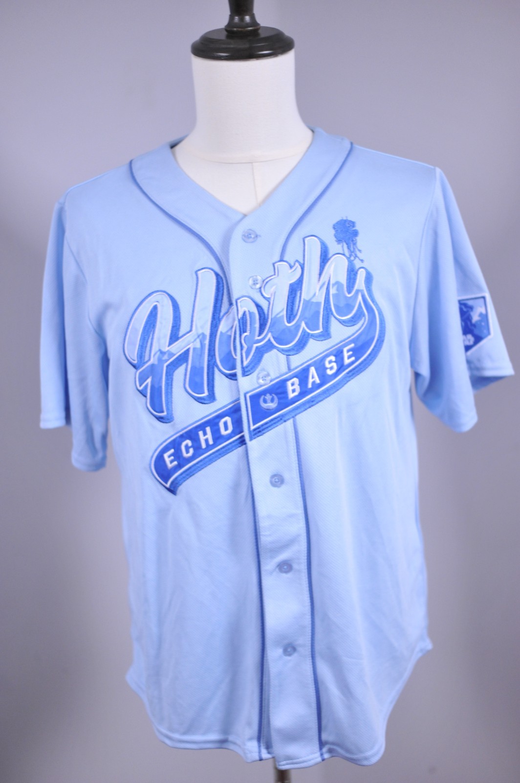 Star Wars Hoth Echo Base Embroidered Stitched Baseball Jersey Blue Men's Small S gallery