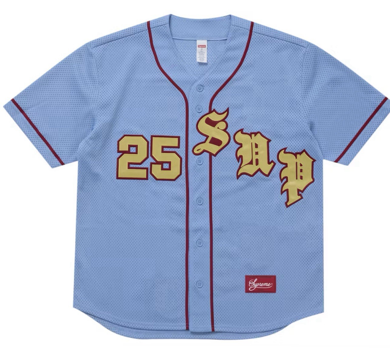 Supreme Old English Baseball Jersey Light Blue Size Large gallery