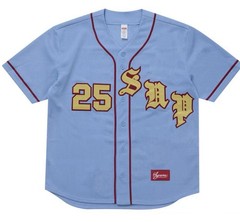 Supreme Old English Baseball Jersey Light Blue Size Large
