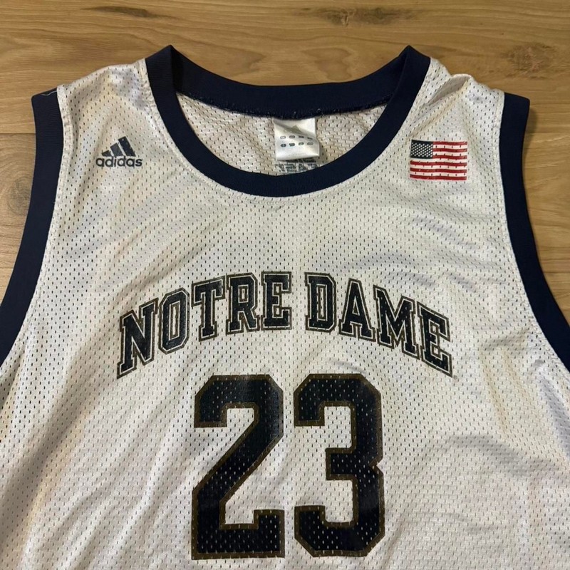 Vintage 90s Adidas Notre Dame white basketball number 23 College jersey Size XL gallery