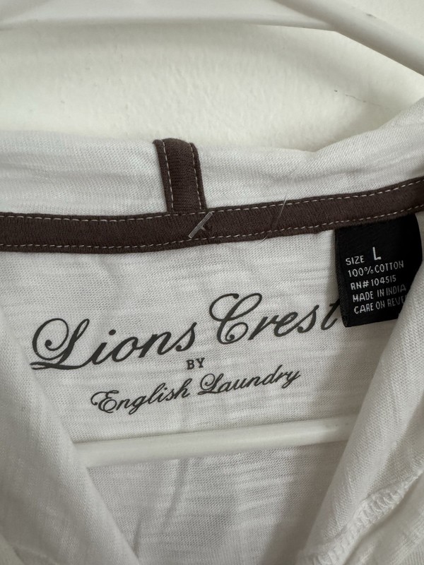 Lions Crest English Laundry Men’s White Hooded Tank Top Size L NWT gallery