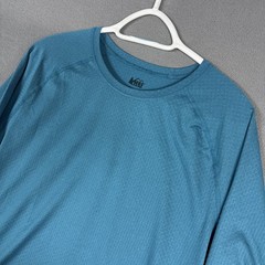 REI Co-op Shirt Mens Large Blue Long Sleeve Performance Stretch Crew Neck Sport