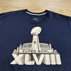 Nike Dri-Fit Super Bowl XLVIII 48 Tee Mens XL Navy Blue Short Sleeve Performance