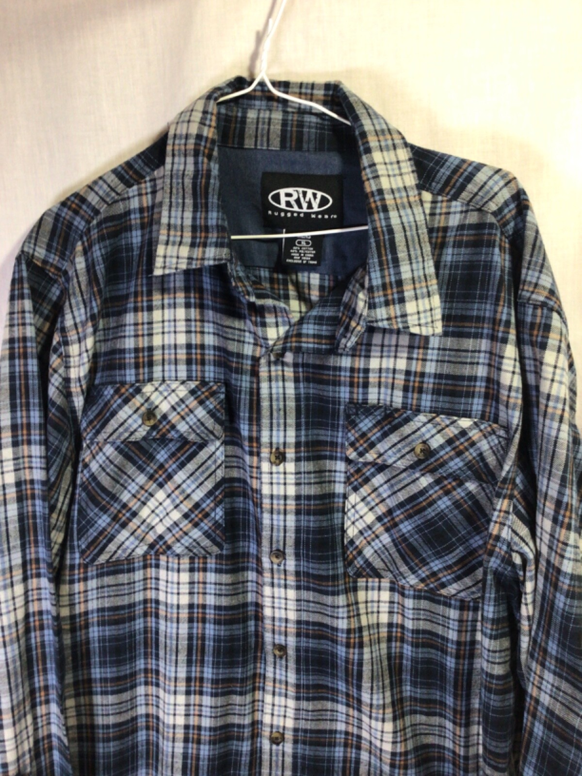 Rugged Wear Blue Plaid XL Long Sleeve Heavy Cotton Blend Flannel Activewear B8 gallery