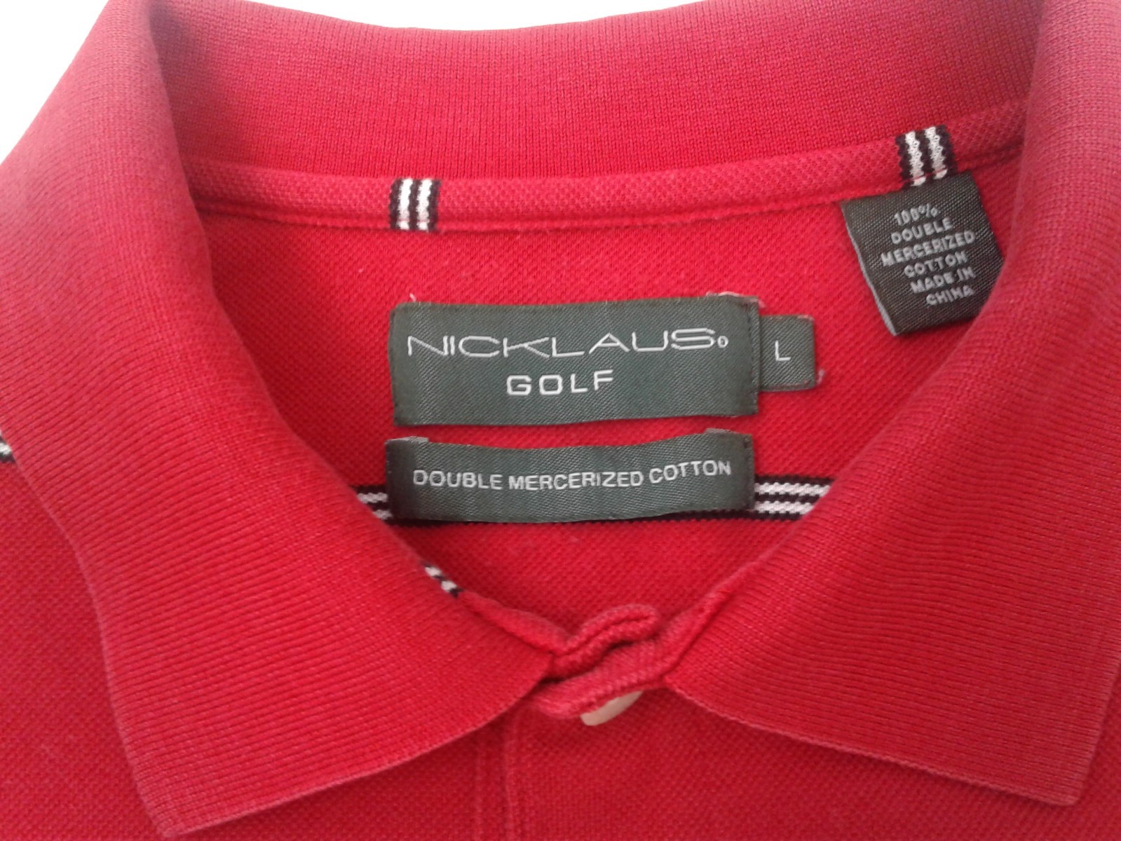 Nicklaus Mens Red w/Black & White Stripes Double Mercerized Cotton Size L gallery