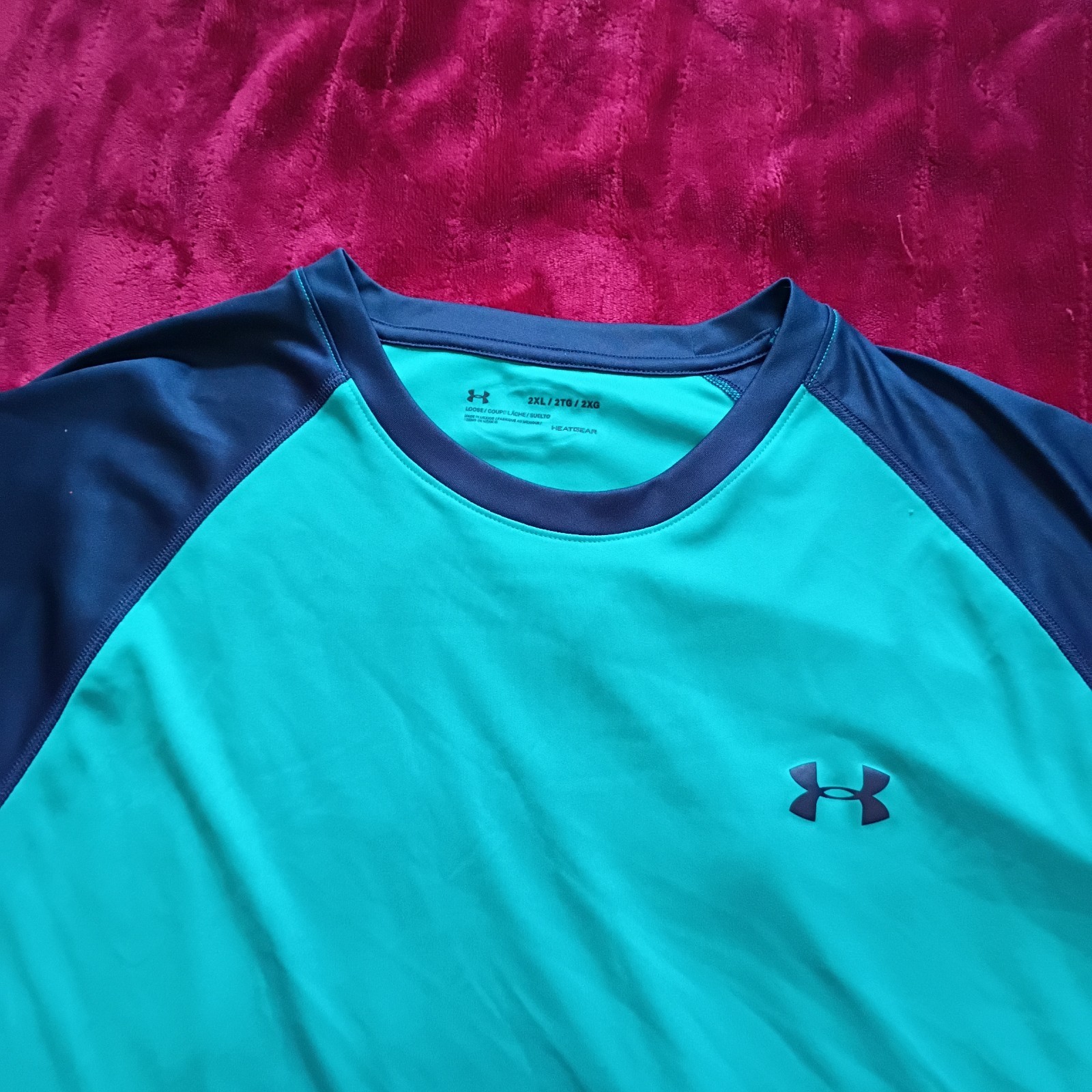 Under Armor Mens Heat Gear Short Sleeve Tee Green And Blue Size 2XL (434 gallery