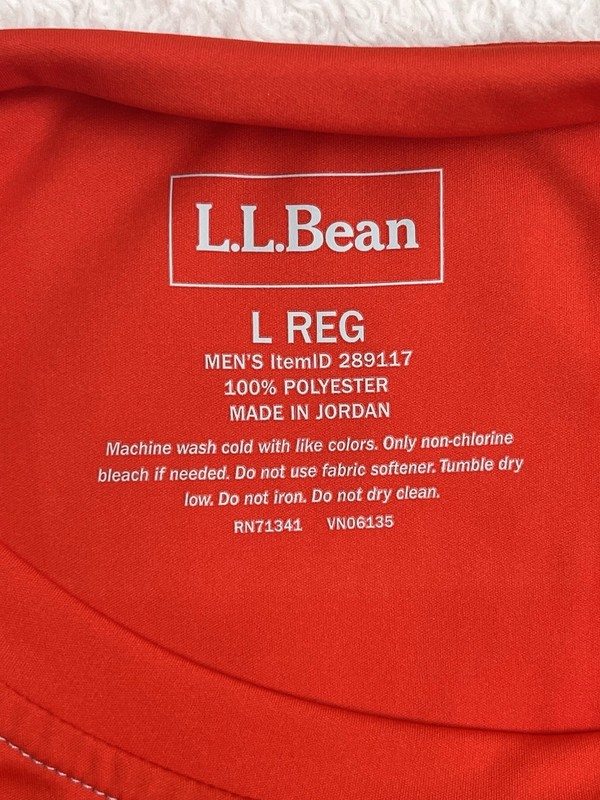 LL Bean Mens L Performance Tee Shirt Red Gray Short Sleeve Athletic Trail Run gallery