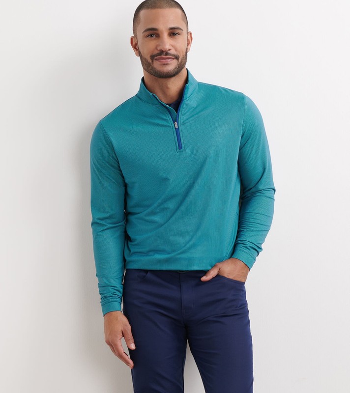 $150 NWT PETER MILLAR Men's Perth Birdseye Performance Quarter-Zip Sweater Large gallery