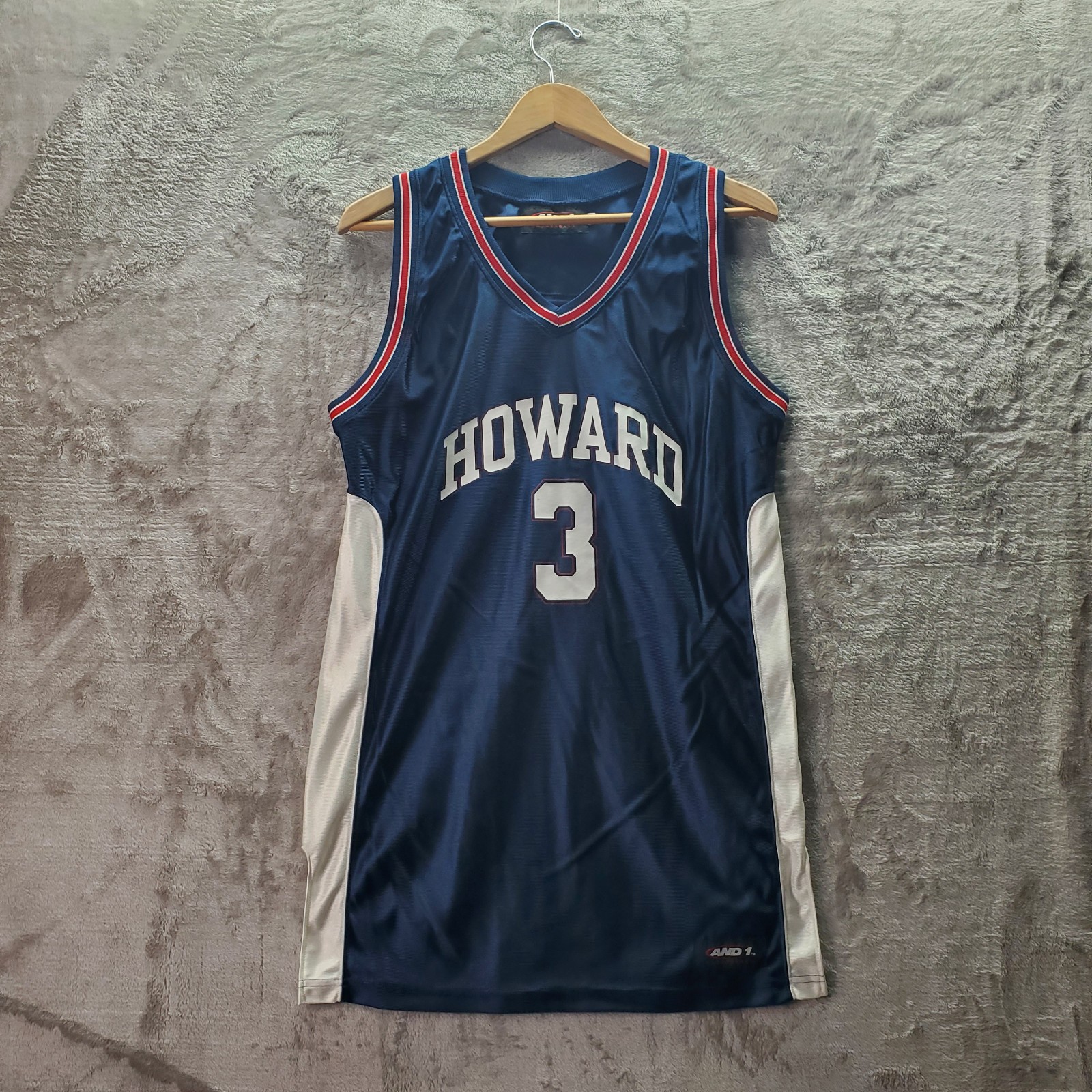 AND1 Basketball Jersey Mens Large Howard 3 Blue Sleeveless Made USA gallery