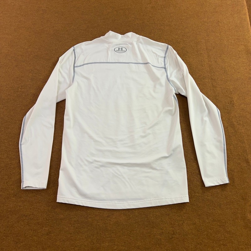 Under Armour Mens Medium White ColdGear Fitted Mock Neck Long Sleeve Shirt gallery