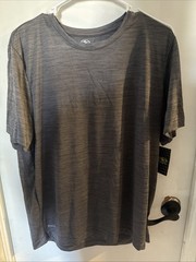 Men’s Size Large Athletic Works Poly Jersey Tee Charcoal Grey Stripe NWT USA