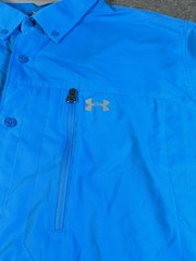 Under Armour Shirt Mens 3XL Blue Short Sleeve Vented Fishing Button Up Outdoor