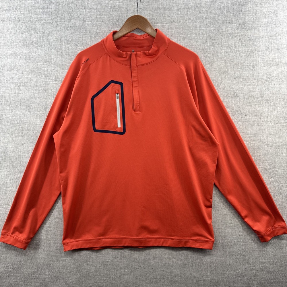 Peter Millar Forge Performance Pullover XL Orange 1/4 Zip Stretch Pocket Golf