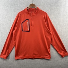 Peter Millar Forge Performance Pullover XL Orange 1/4 Zip Stretch Pocket Golf