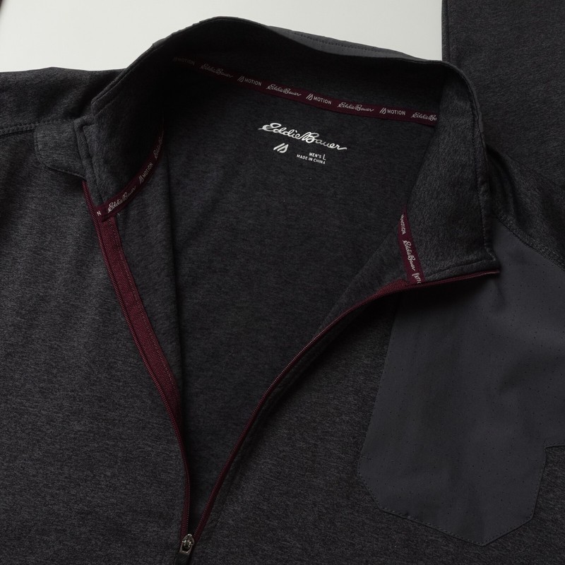 Eddie Bauer Motion performance Men's Freedry 1/4 Zip Pullover Dark Gray Large gallery