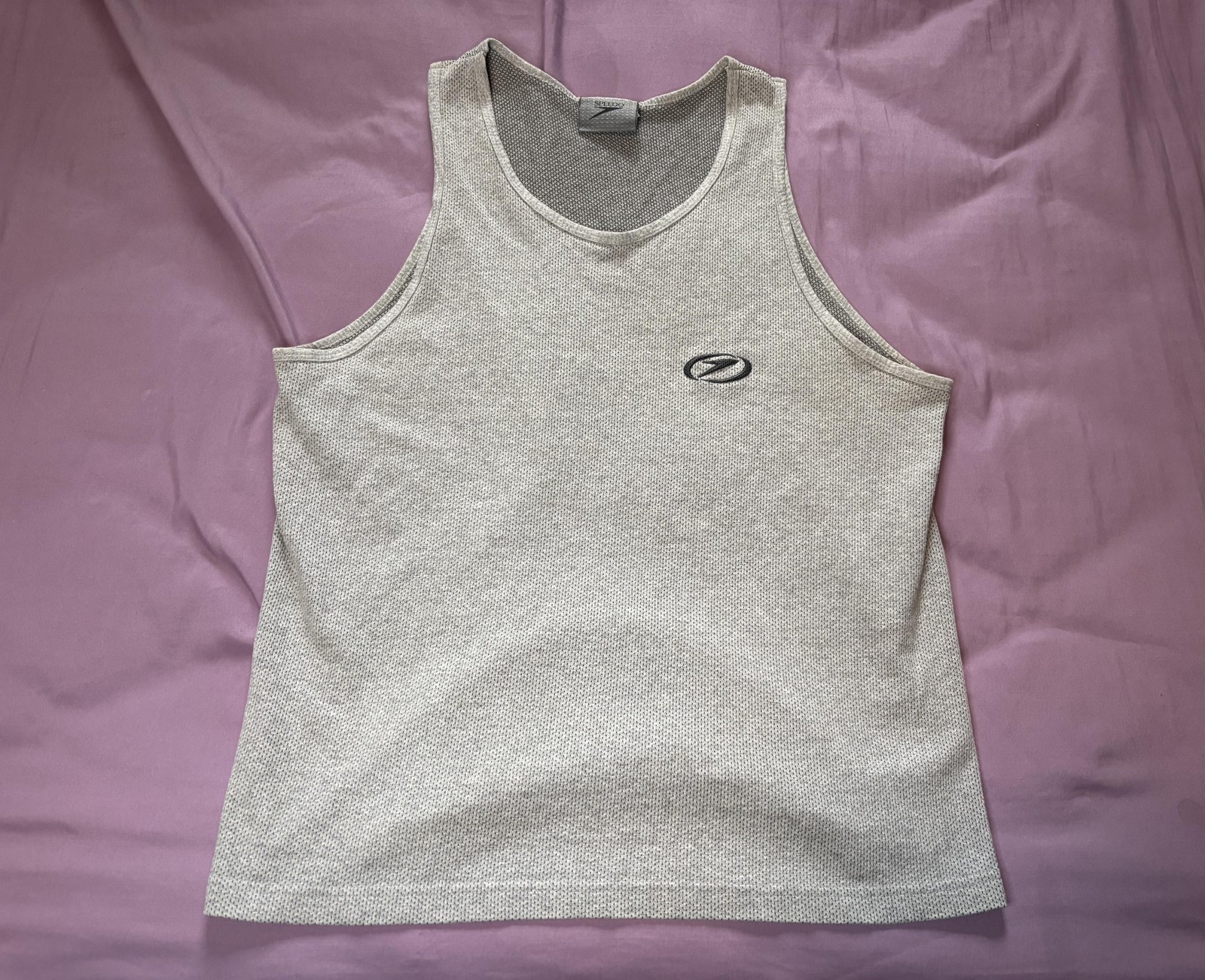 Speedo Shirt Mens Large Gray Mesh Sleeveless Tank Top Made USA Gym Athletic gallery