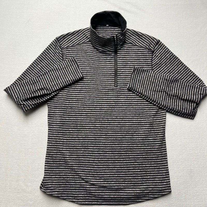 Lululemon Mens Large Half Zip Pullover Gray Black Heathered Running Training Top gallery