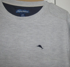 TOMMY BAHAMA Men’s Large Gray Pullover Shirt Lightweight Sweatshirt Logo Long Sl