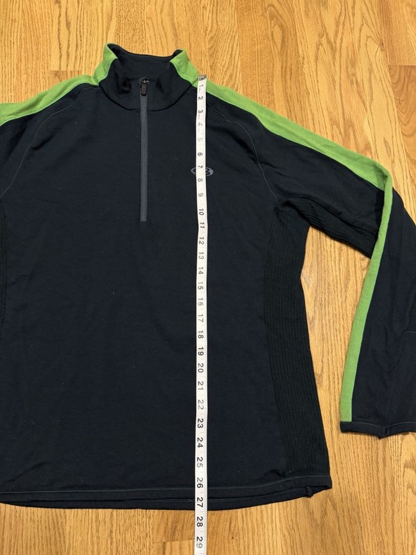 Icebreaker 100% Merino Wool 1/4 Zip Pullover Men’s XL Black Green Thumbholes gallery