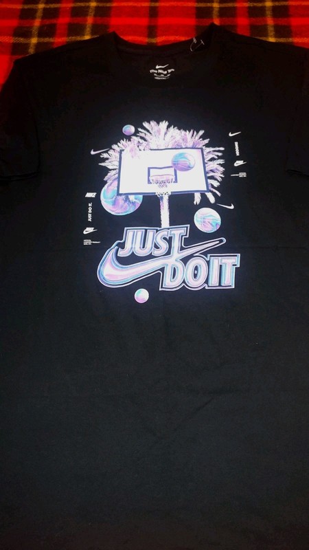 Nike Tee Men's Sportswear Graphic Print T-shirt Black 100%cotton Size XXL gallery