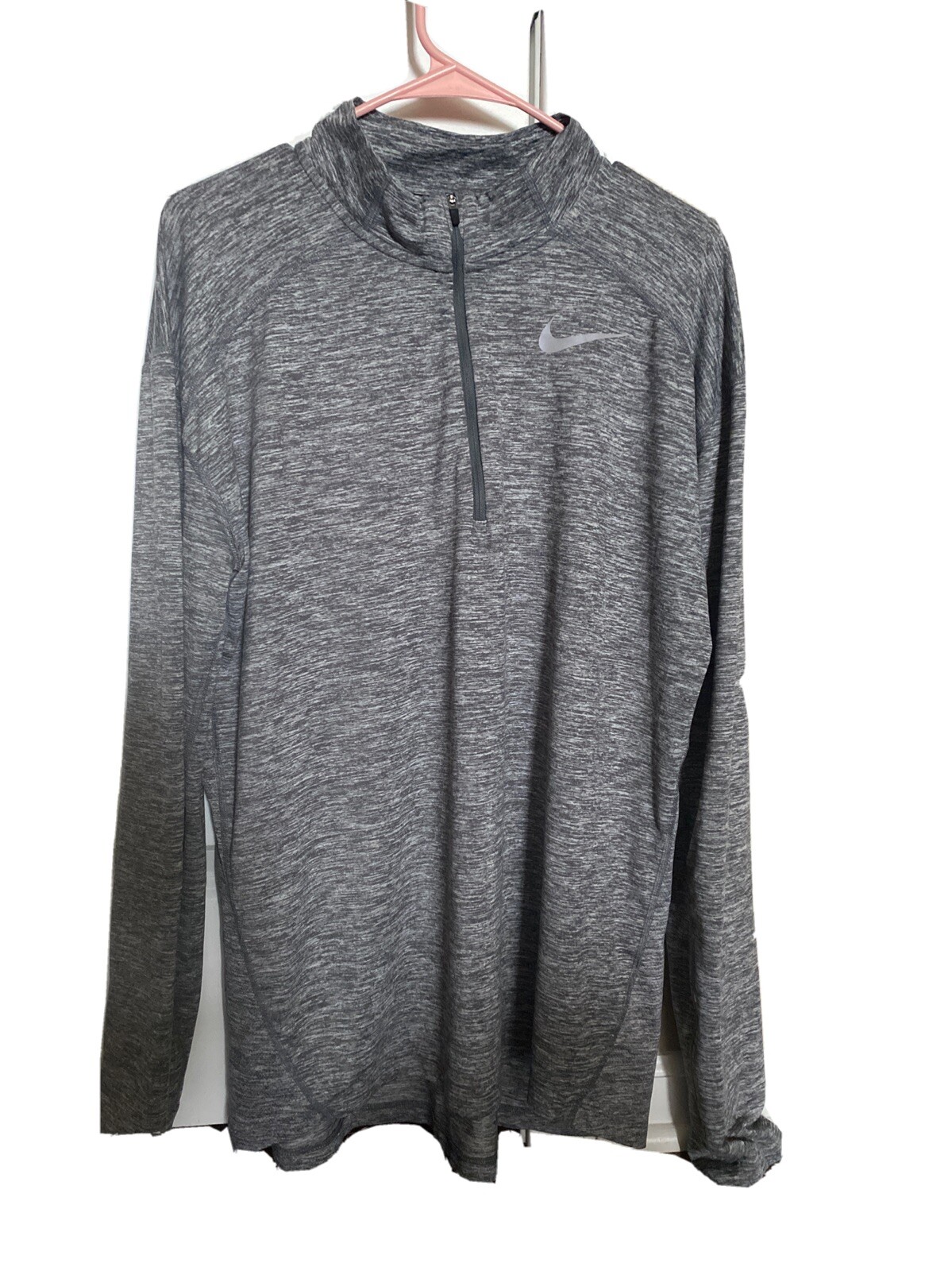 Nike Men's DriFit 1/4 Zip Running Shirt Athletic Gray Size Large gallery