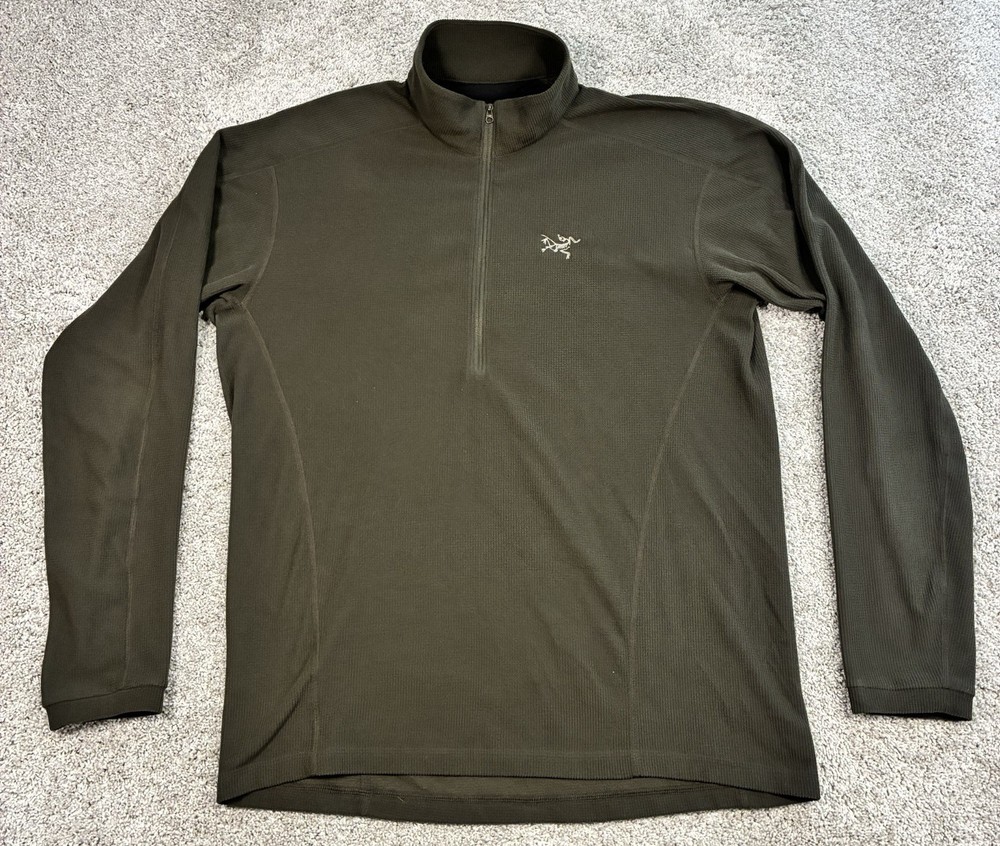 Arc'teryx 1/4 Zip Pullover Men’s Large Green Grid Fleece Polartec Performance